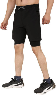 Kyk Solid Men Black Gym Shorts