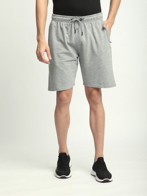 Stitch Hub Solid Men Grey Regular Shorts