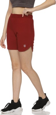 DOMIN8 Solid Women Red Sports Shorts