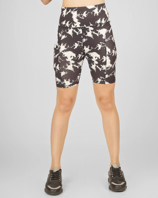 BEYOGINI Printed Women Black, White Sports Shorts