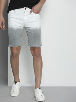 The Indian Garage Co. Solid Men White Denim Shorts