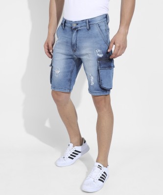 CAMPUS SUTRA Self Design Men Denim Blue Denim Shorts