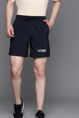 LOTHRIC Self Design Men Blue Sports Shorts