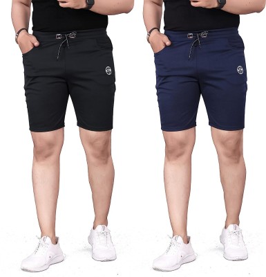 dream enterprise Self Design Men Black, Blue Regular Shorts