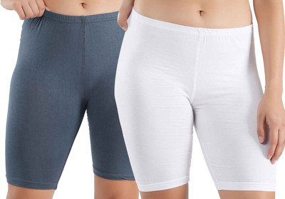 ORLIZEA Solid Women Grey, White Cycling Shorts