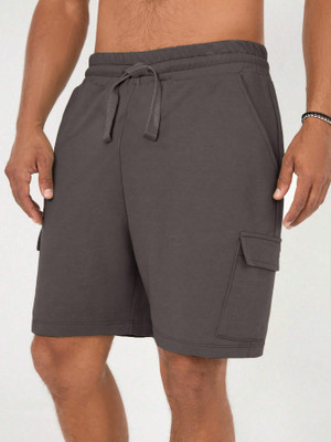 NOBERO Solid Men Dark Grey Cargo Shorts