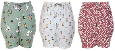 MUKHAKSH Short For Baby Boys & Baby Girls Casual Printed Cotton Blend(Multicolor, Pack of 3)