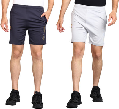 Moda Rapido Solid Men Grey, Silver Sports Shorts, Gym Shorts, Regular Shorts