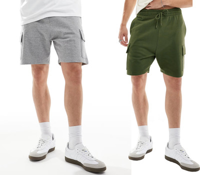 GYRFALCON Solid Men Grey, Green Cargo Shorts