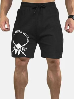 Culish Trend Printed Men Black Gym Shorts