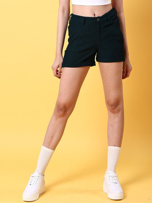 Freehand by The Indian Garage Co. Solid Women Green Casual Shorts