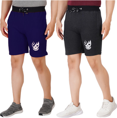OFFENDERS Printed Men Grey, Dark Blue Casual Shorts