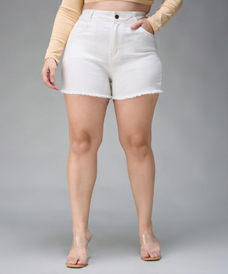 Miss Chase Solid Women White Regular Shorts