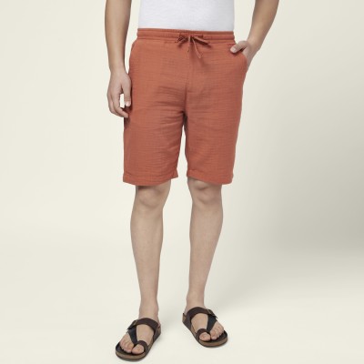 7 Alt by Pantaloons Solid Men Orange Regular Shorts