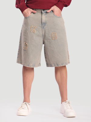 Bene Kleed Solid Men Light Blue Denim Shorts