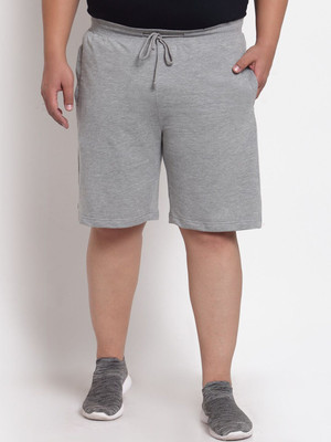 PLUSS Solid Men Grey Bermuda Shorts