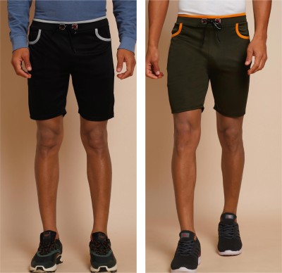 METRONAUT Solid Men Black, Light Green Regular Shorts