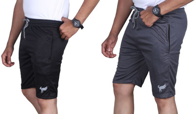Anjaneya Solid Men Black, Grey Regular Shorts