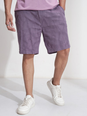 HIGHLANDER Self Design Men Purple Regular Shorts