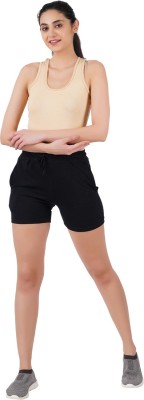 jocker Solid Women Black Casual Shorts