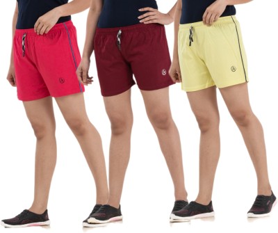 STYLE AK Solid Women Pink, Maroon, Yellow Regular Shorts