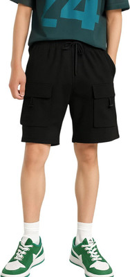 METRONAUT Men's Cargo Shorts with Multiple Pockets – Casual, Sports & Travel Solid Men Black Cargo Shorts
