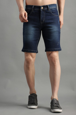 PRJ IN STYLE Solid Men Denim Dark Blue Basic Shorts