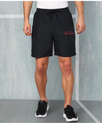 LastBreath Solid Men Black Sports Shorts