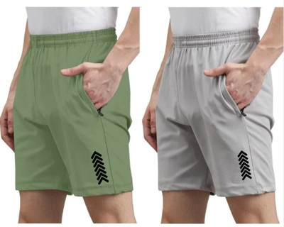 MAANU Printed Men Green, Grey Sports Shorts