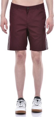 exceed Striped Men Maroon Casual Shorts