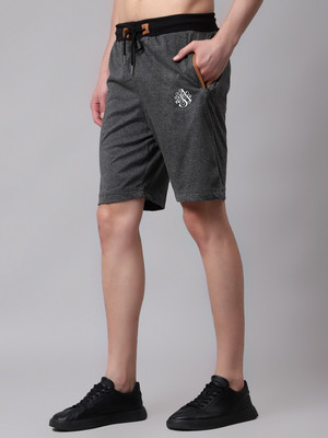 Zonecart Solid, Self Design Men Grey Casual Shorts