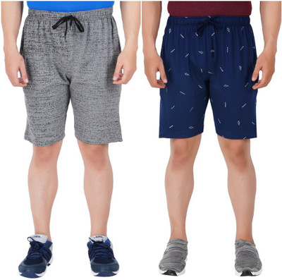 Guide Printed Men Grey, Blue Bermuda Shorts