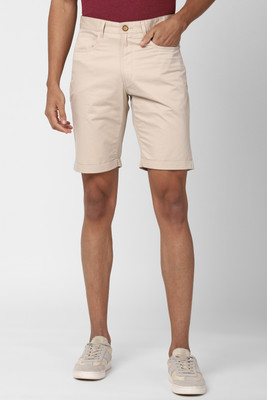 Peter England University Solid Men Beige Regular Shorts