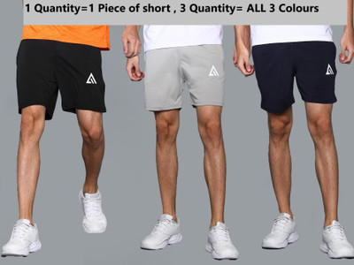 Adrenex Solid Men Black, Blue, Grey Basic Shorts