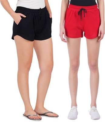 Blacktail Solid Women Black Basic Shorts