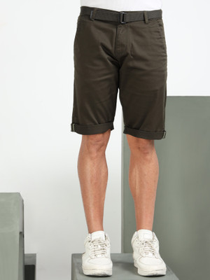 bEEVEE Solid Men Dark Green Casual Shorts