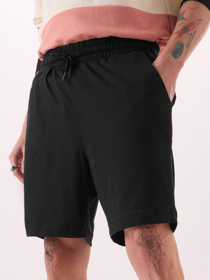 The Souled Store Solid Men Black Basic Shorts