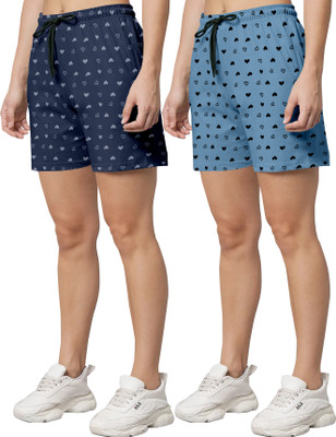 SHREEFAB Printed Women Multicolor Regular Shorts