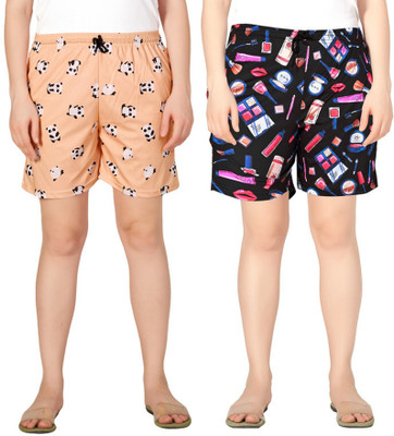 Exitro Printed Women Multicolor Regular Shorts