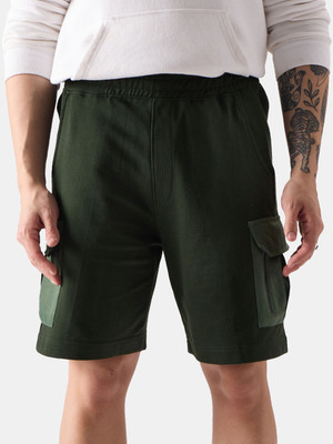 The Souled Store Solid Men Green Regular Shorts