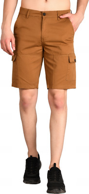 Tim Paris Solid Men Khaki Chino Shorts