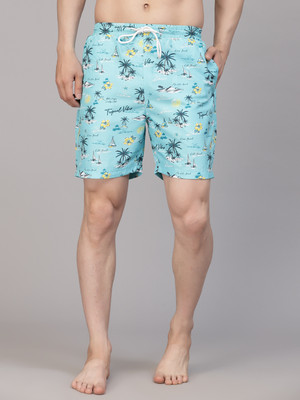 Style Quotient Printed Men Blue Swim Shorts