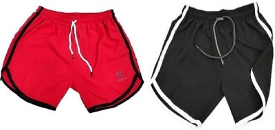 finefashion Striped Men Red, Black Regular Shorts