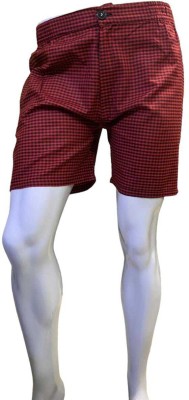 RIDIYAN Solid Men Red Regular Shorts