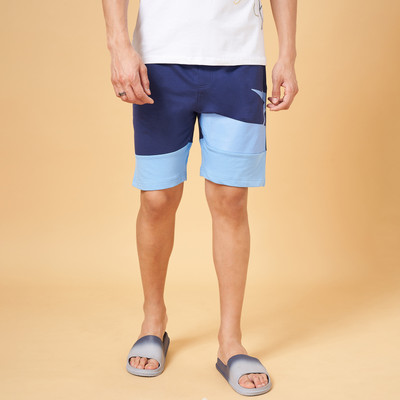 SF Jeans by Pantaloons Color Block Men Blue Basic Shorts