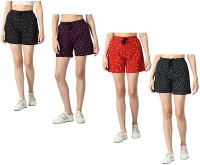 KAVYA Printed Women Multicolor Regular Shorts