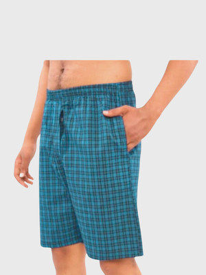 URBANICE Checkered Men Blue Basic Shorts