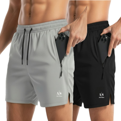 AS FASHION Solid Men Grey Gym Shorts, Running Shorts, Sports Shorts