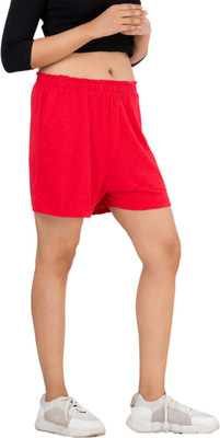 ZaaHii Solid Women Red Casual Shorts