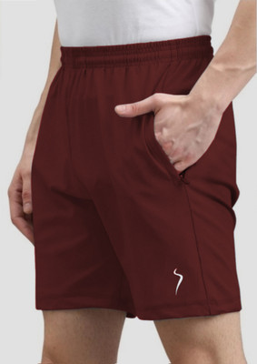 SIMONRIDER Solid Men Red Running Shorts